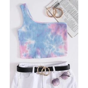 SHEIN One Shoulder Tie Dye Crop Top